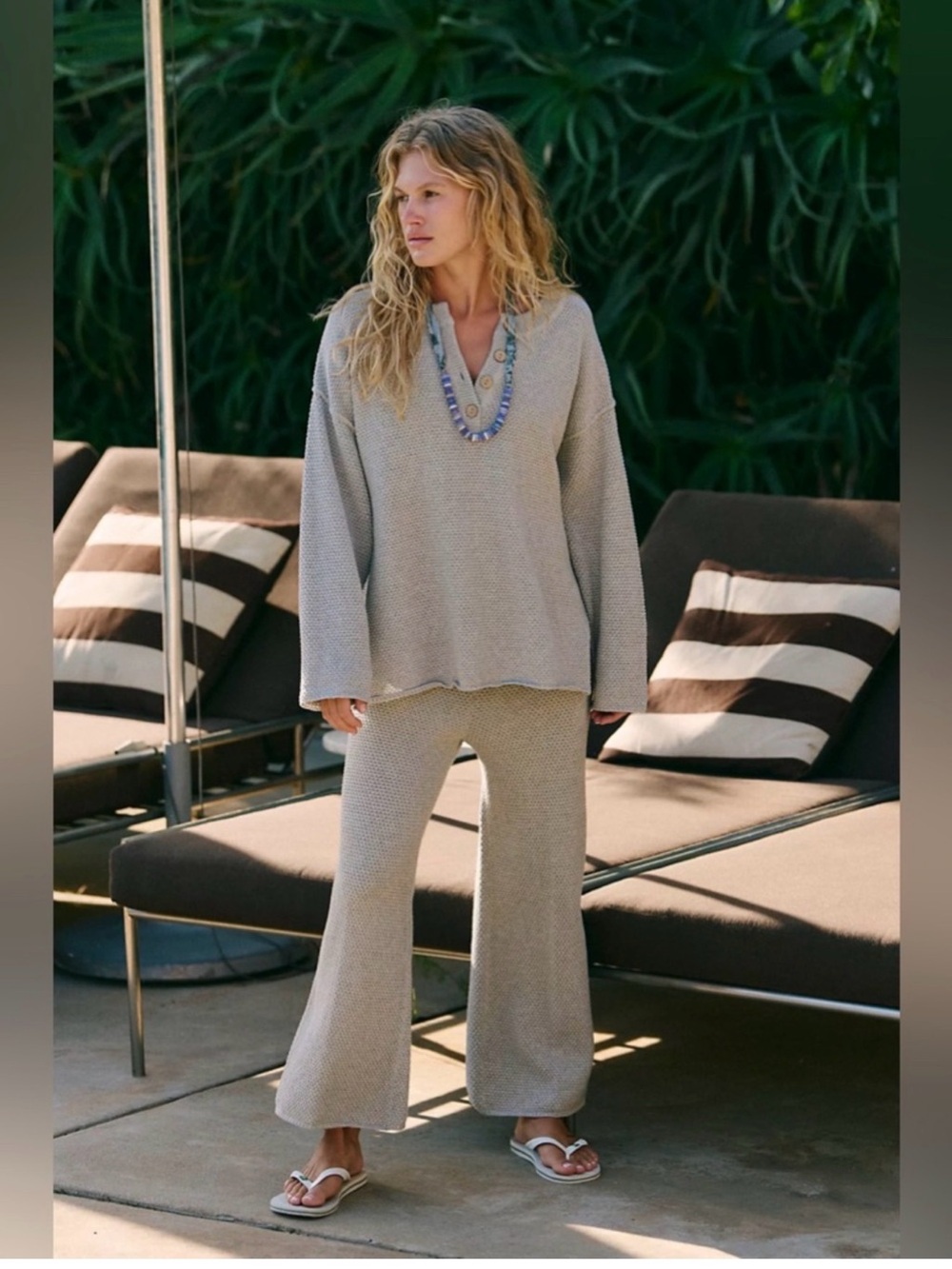 FP Beach Wide-Leg Hailee Sweater Pants in Sage Green